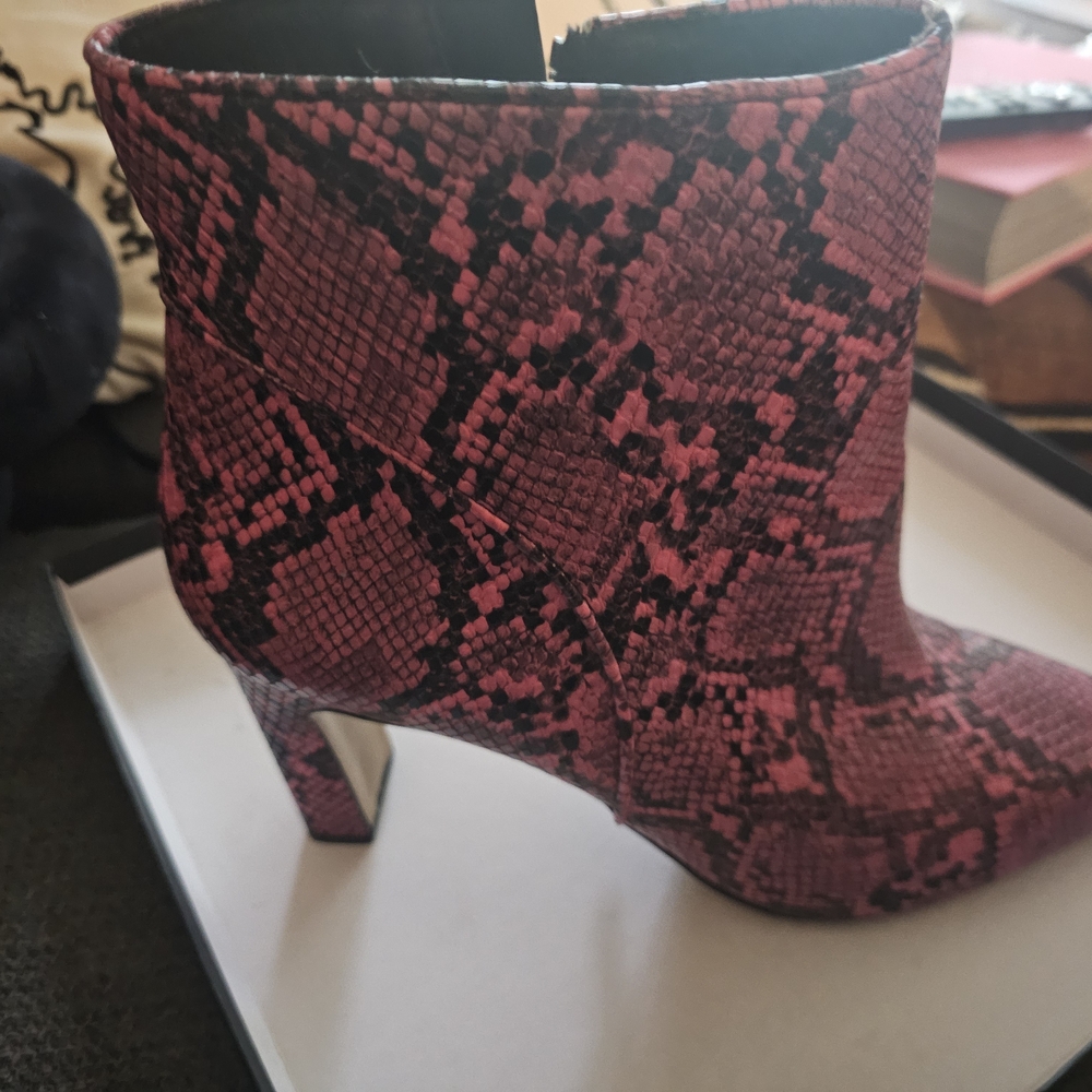Steven By Steve Madden Fuchsia Snake Print Ankle Boots